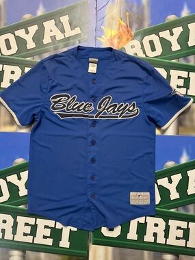 MLB Blue Jays Royal Blue Button-Up Jersey Shirt